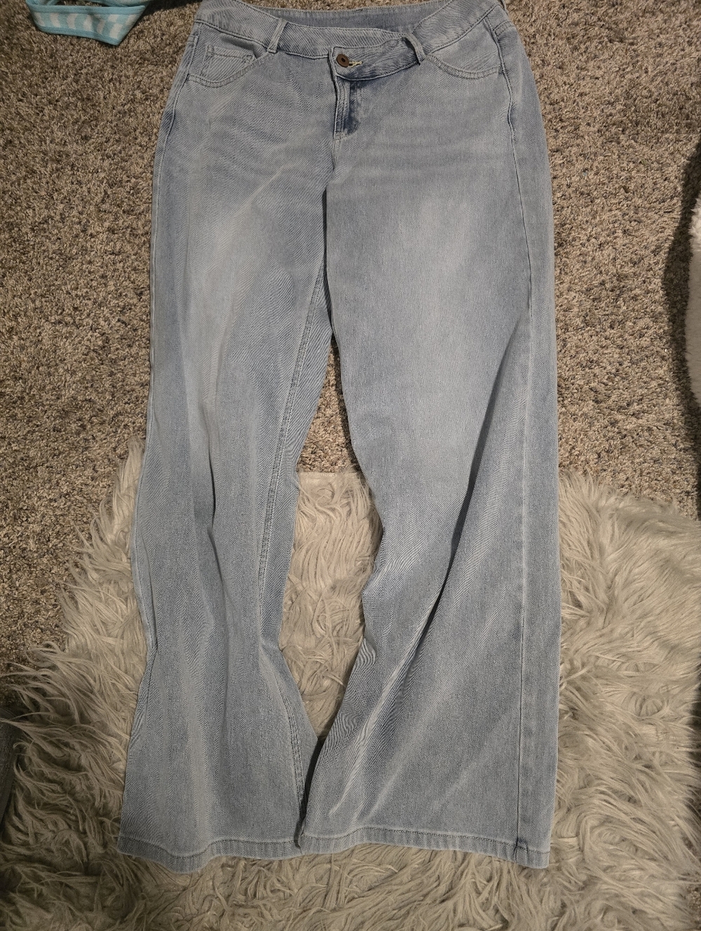 NWOT Halara Asymetric Low Rise Wide Leg Light Blue Women's Jeans Small Tall Boho - Picture 6 of 7